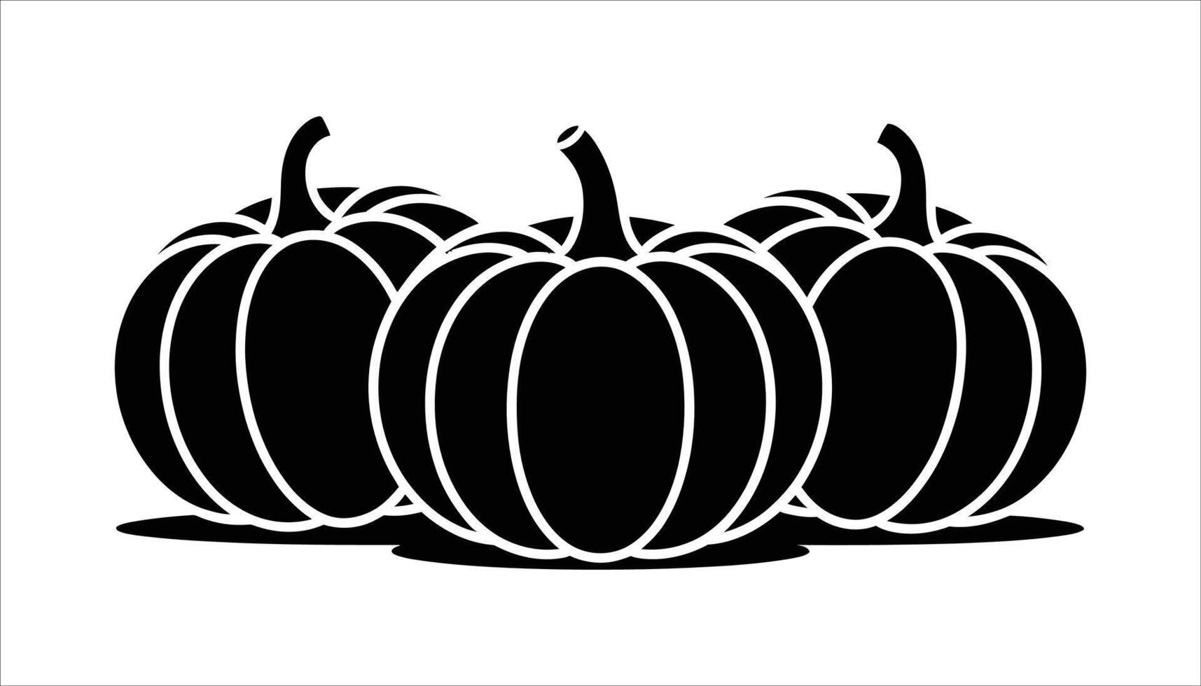 Pumpkin Trio with Spiraled Stems in Bold Black Design vector