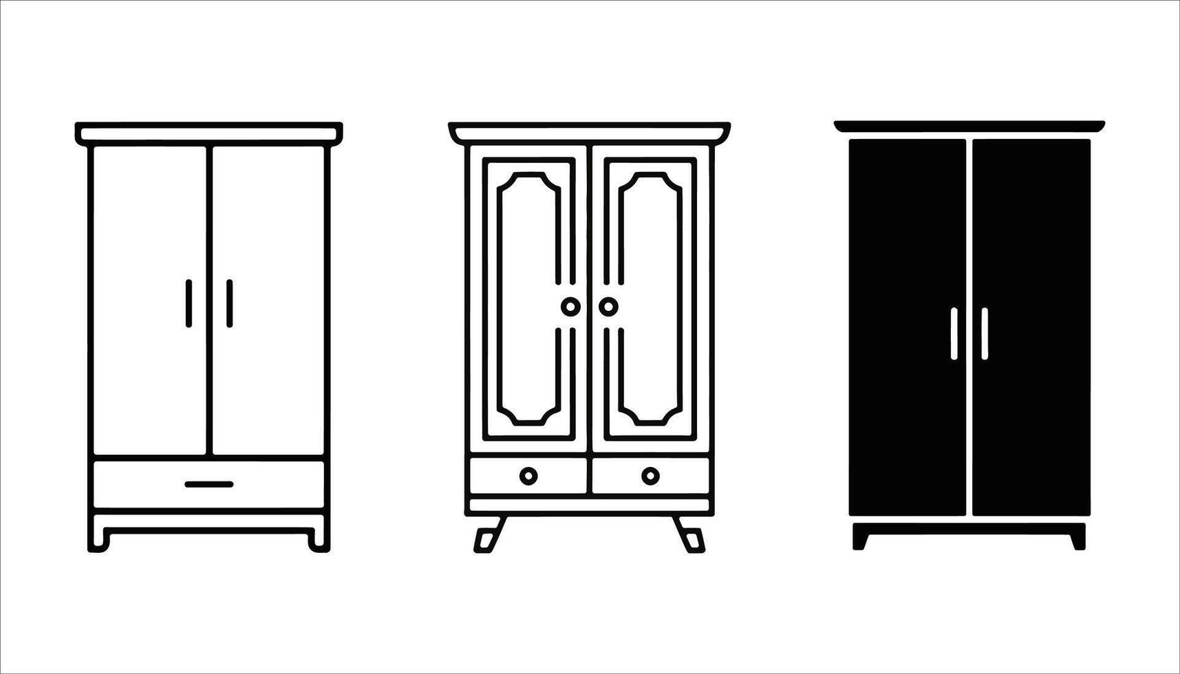Minimalist Wardrobe Icon Set - Stylish Furniture Design vector