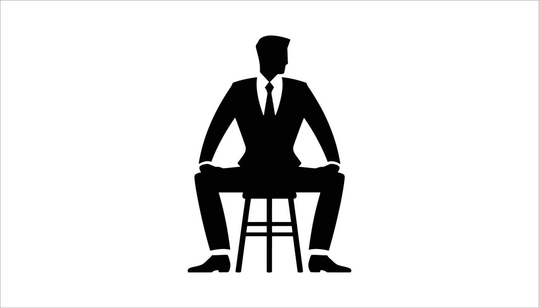 Businessman Silhouette Sitting on Stool Icon vector