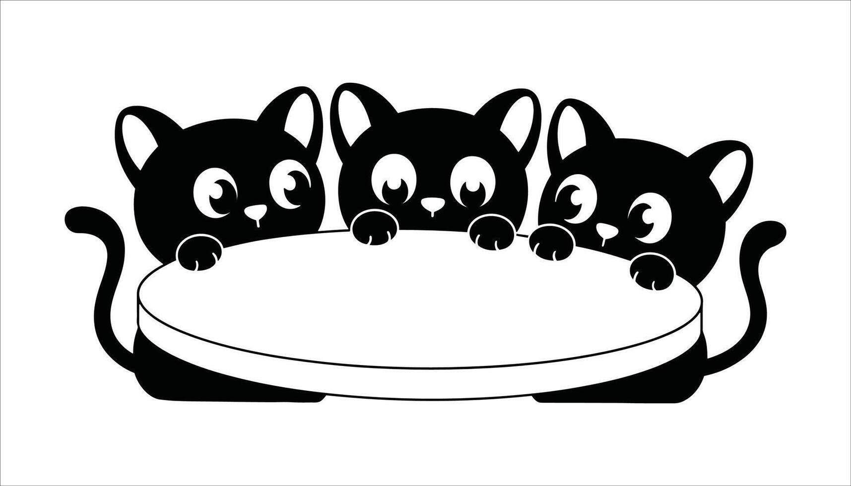 Playful Cats Peeking Over A Table Cute Cat Illustration vector
