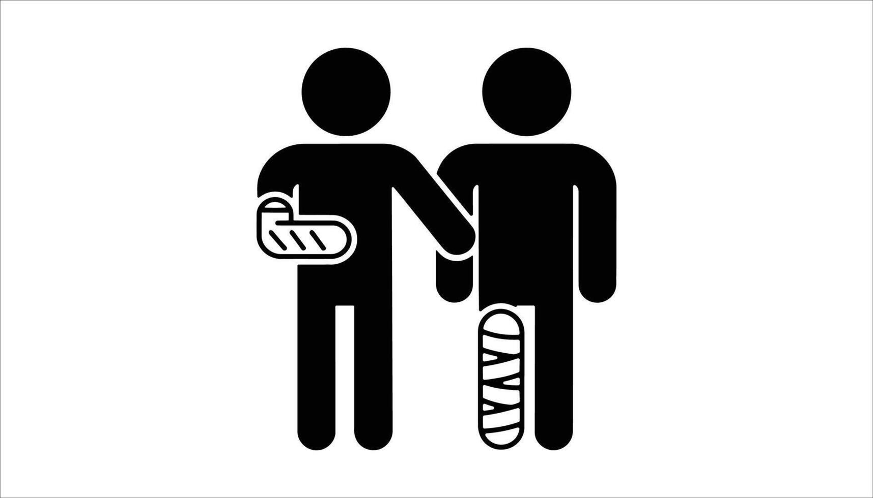 Illustration of Two People with Bandaged Arms and Legs Symbolizing Injury and Recovery vector