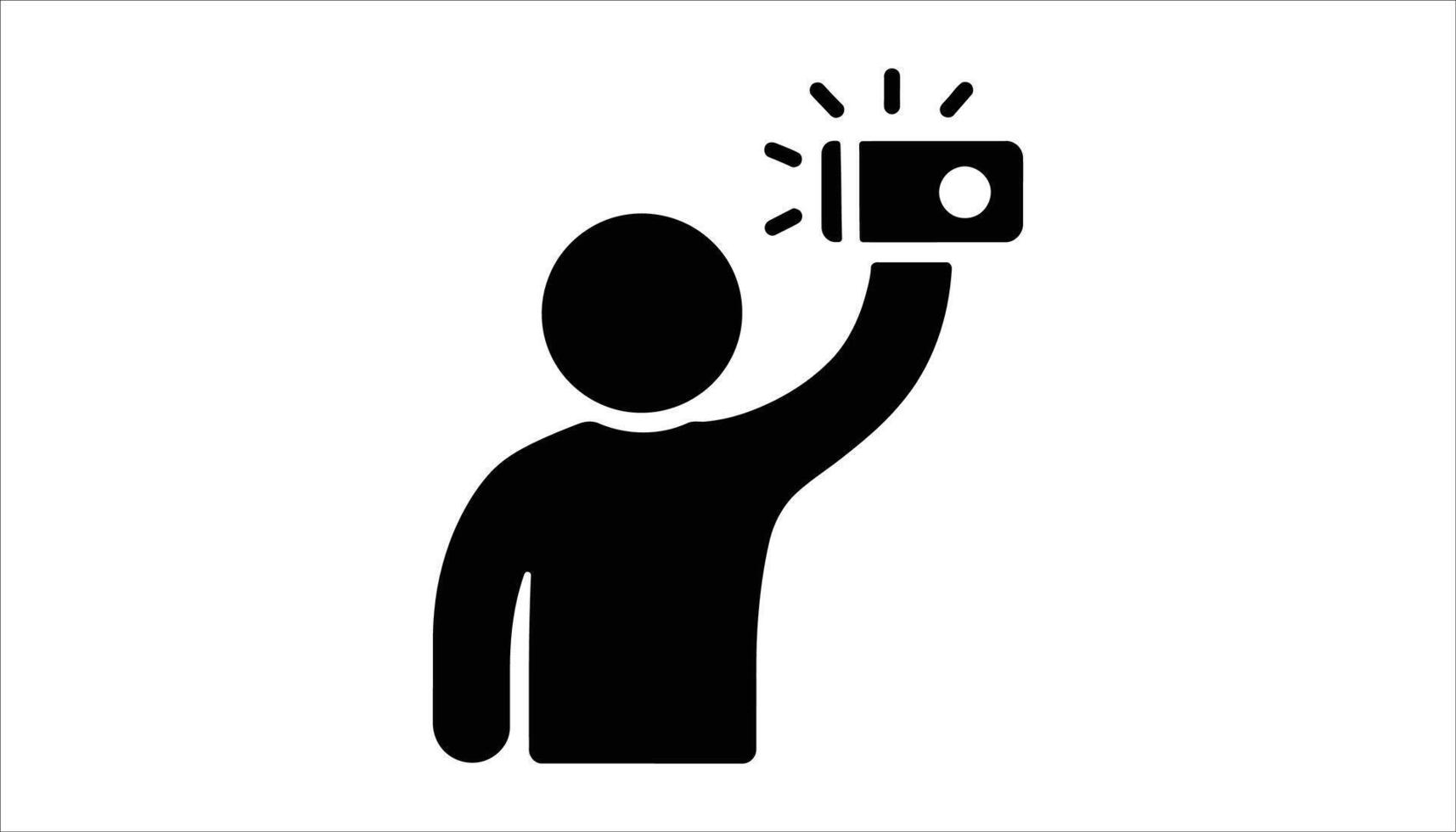 PrinSelfie Icon Person Taking Photo with Smartphone in Silhouette Style vector