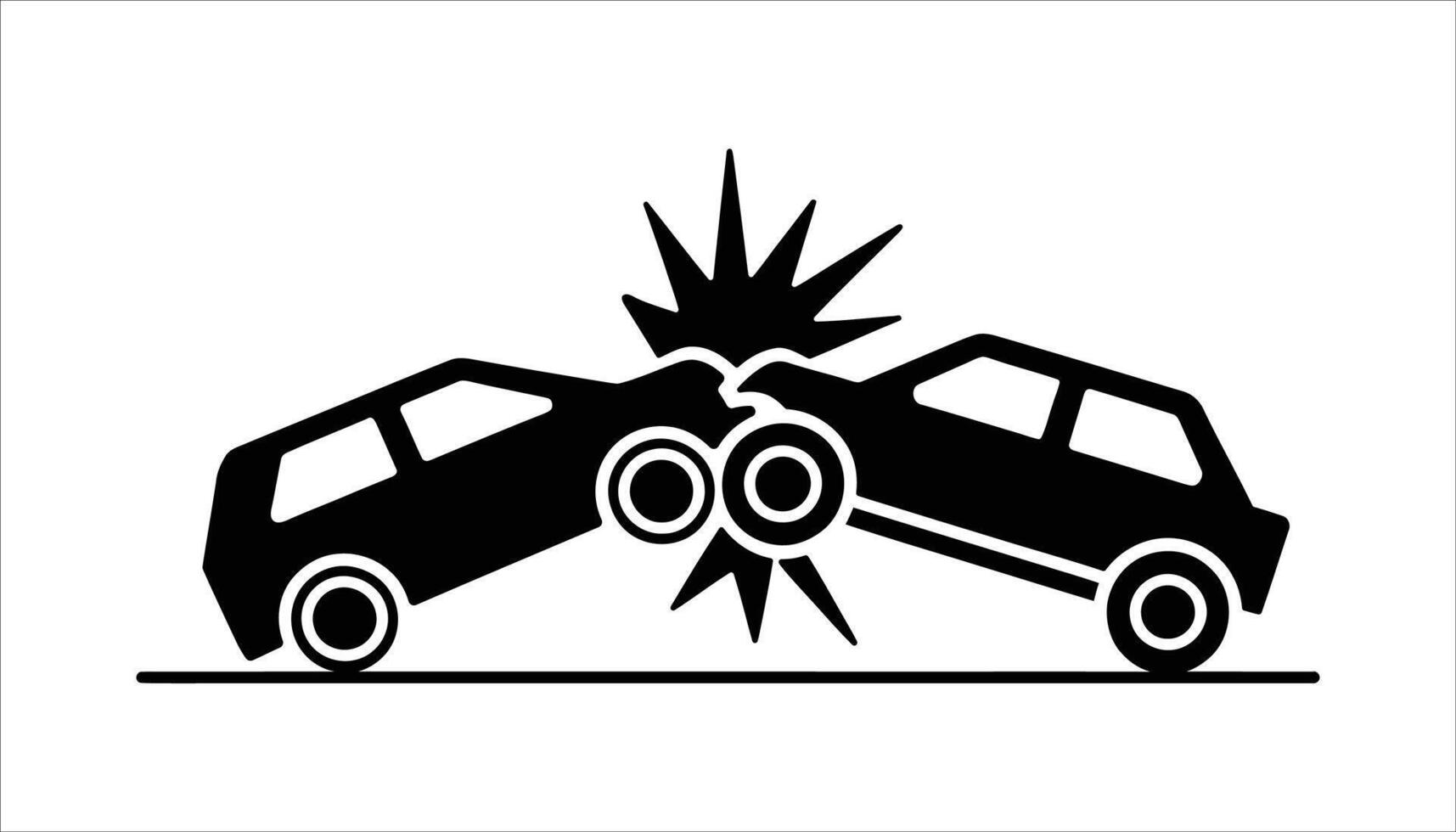 Black Silhouette Car Accident Illustration with Impact and Sound Effects vector