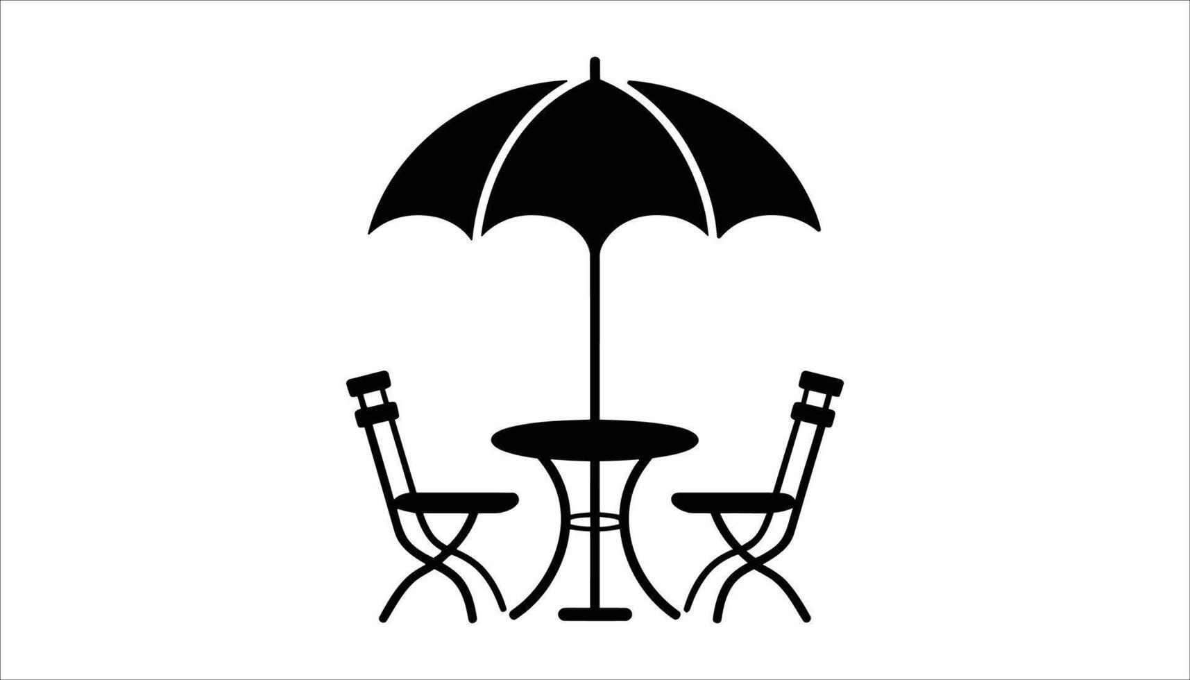Outdoor Patio Table with Umbrella and Chairs Illustration vector