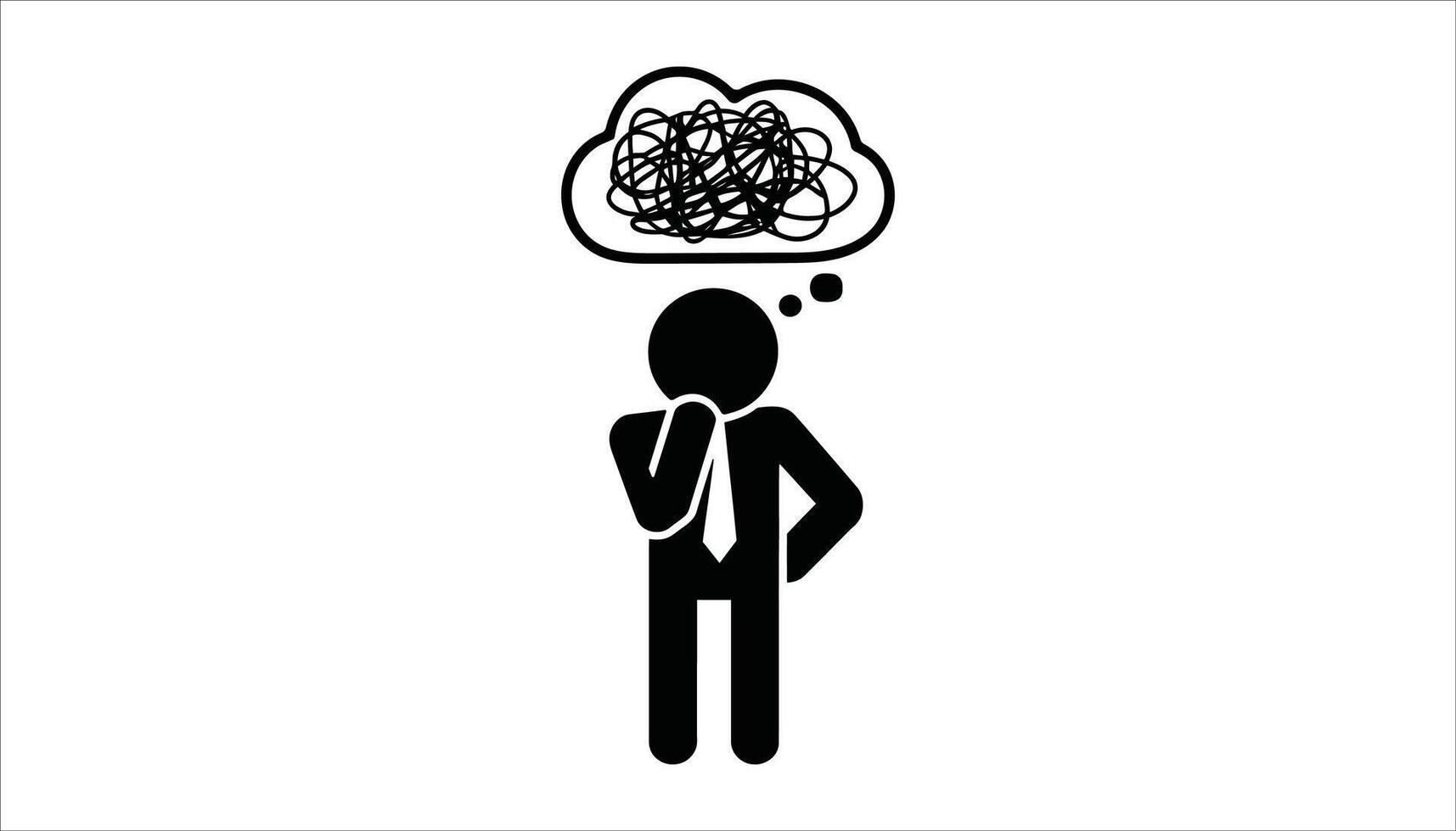 Confused Businessman Thinking with a Messy Mind vector