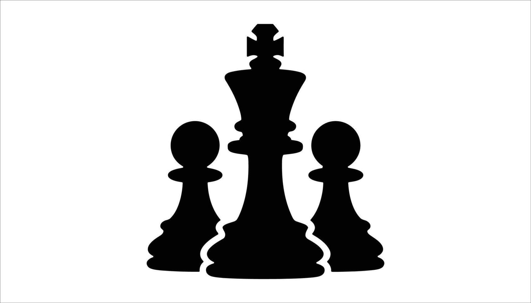 Chess King and Pawns Silhouette Black Strategy Game Pieces Illustration vector