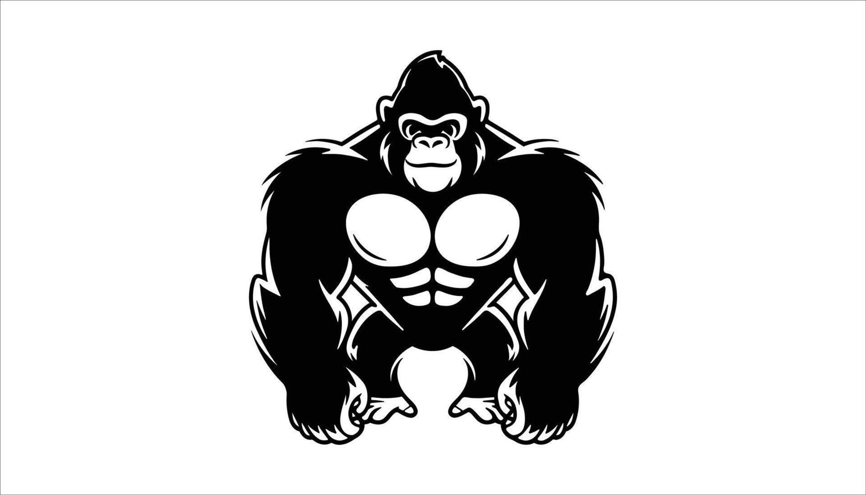 Porilla Mascot Strong Muscular Gorilla Illustration for Fitness, Gym, and Sports Logo Design vector