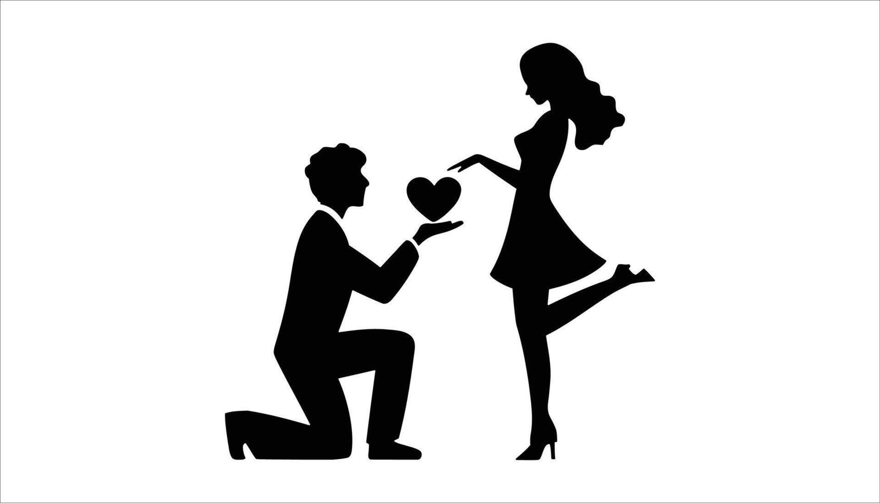 Proposal Love Romantic Couple with Heart Gesture vector