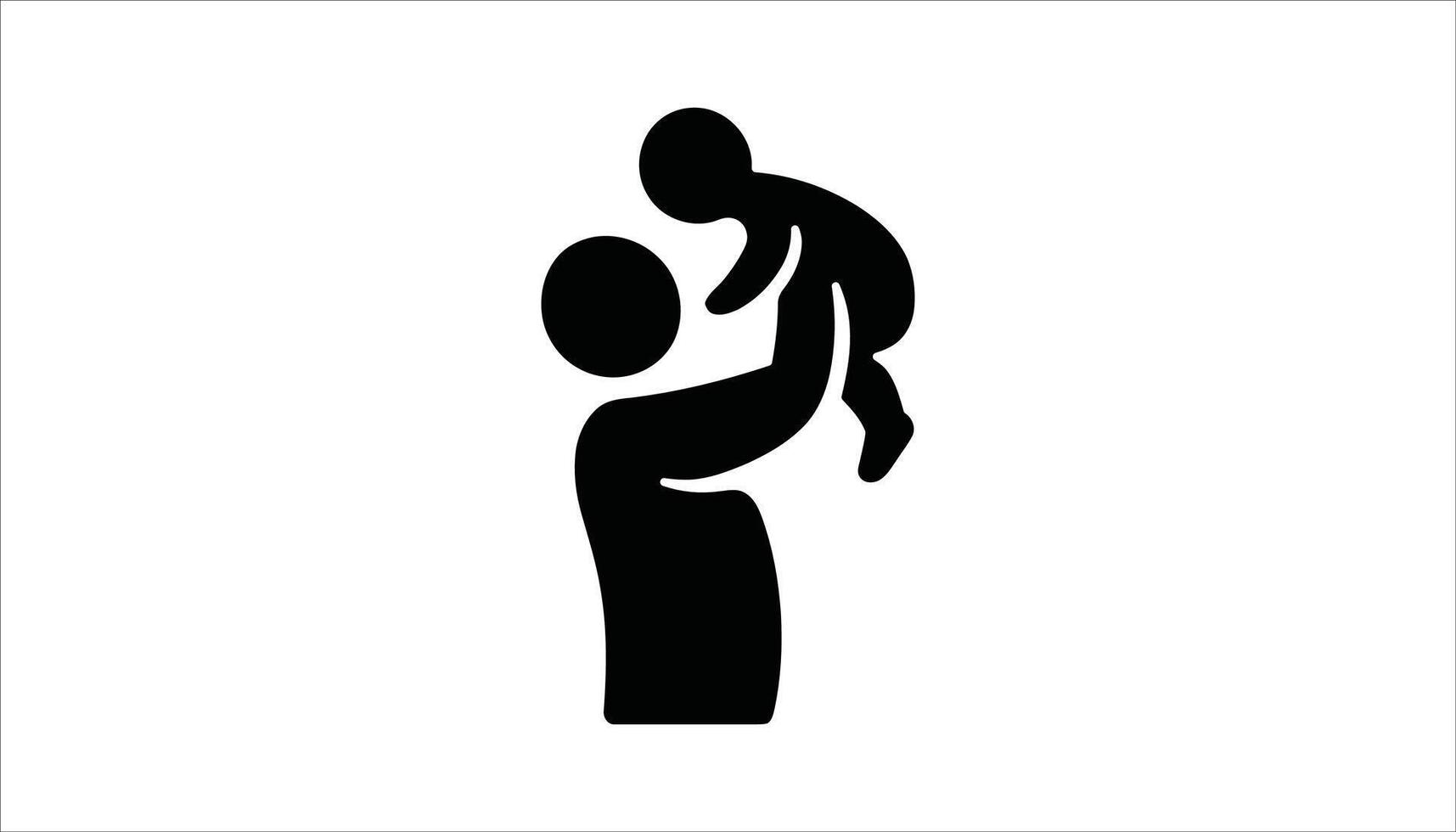 Father Lifting Baby Silhouette Icon vector