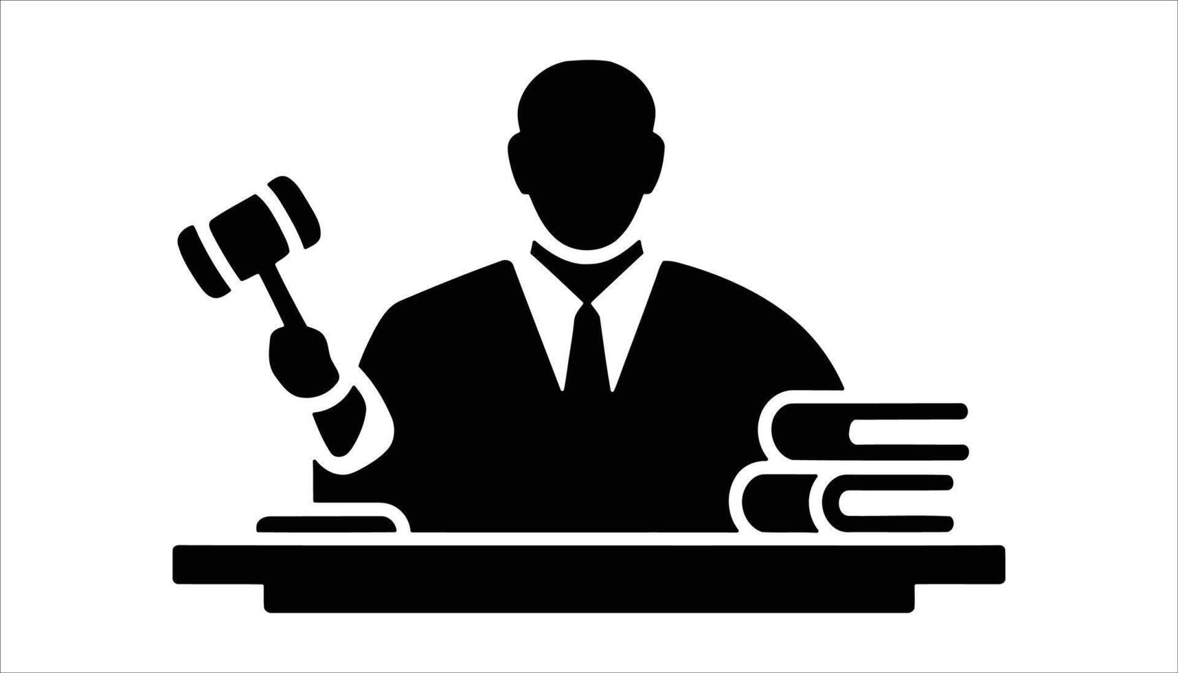Judge with Gavel and Legal Books - Silhouette vector