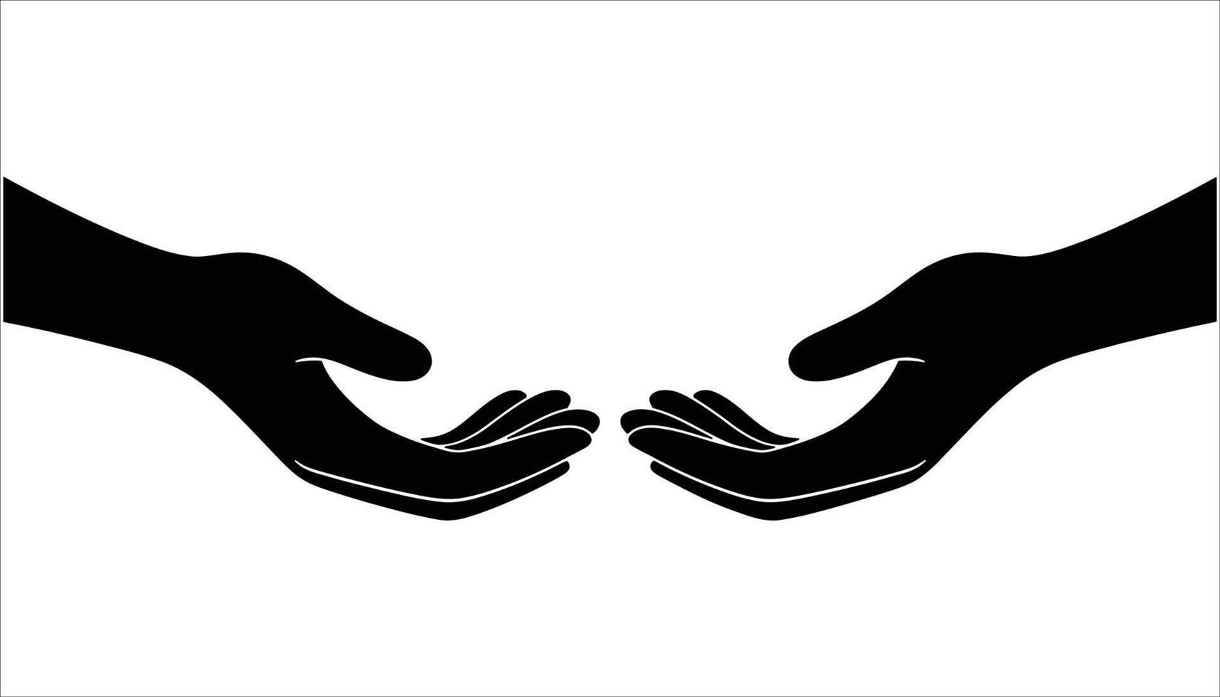 Two Hands Reaching Out Silhouette Illustration vector