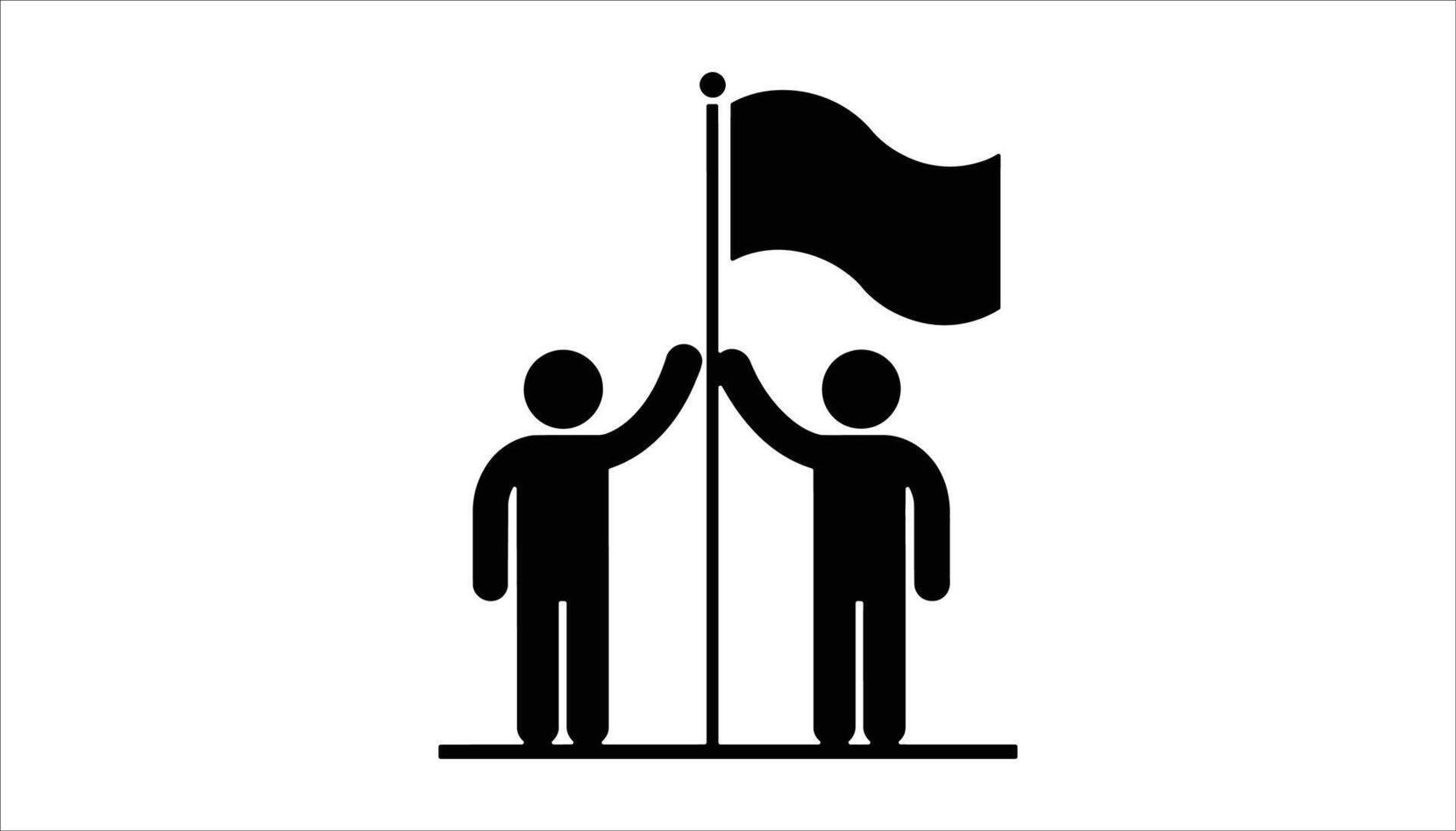 Teamwork Victory Flag Icon. Black and White Silhouette Design vector