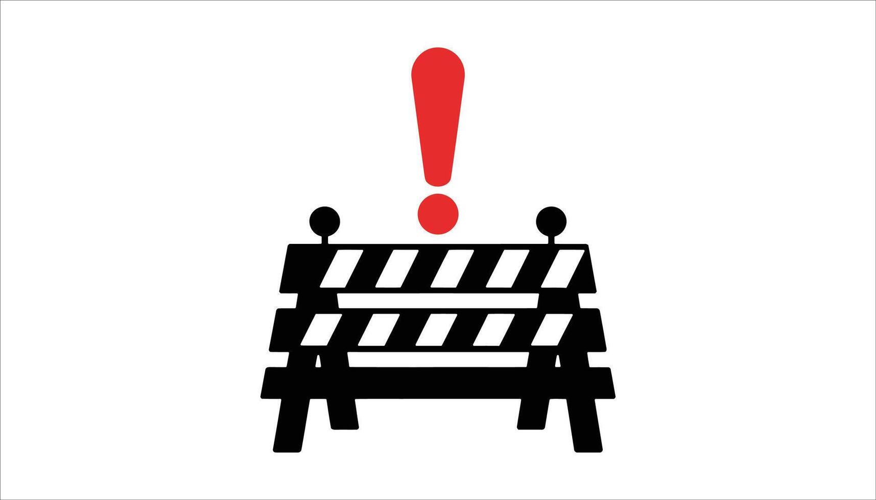 Construction Barrier with Red Warning Exclamation Icon vector