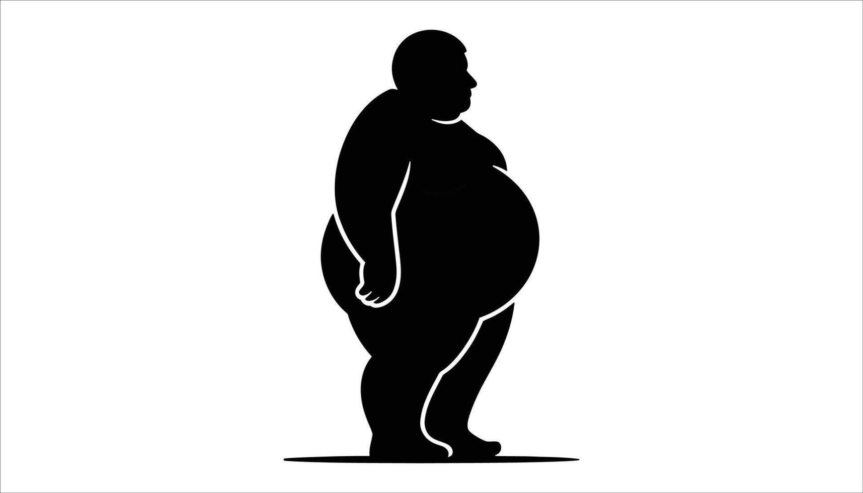 Overweight Silhouette of Obese Person in Profile View vector