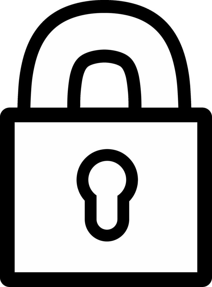 Security closed Lock padlock Black line outline Icon Flat Graphic Design. Perfect for security presentation or web and app vector