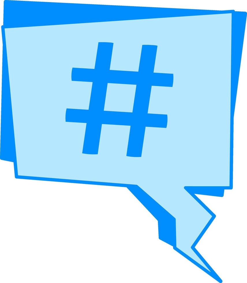 Hashtag blue icon. Reaching online audience with direct message mail marketing campaign, newsletter subscription, sending marketing message via email. Digital email marketing strategy. vector