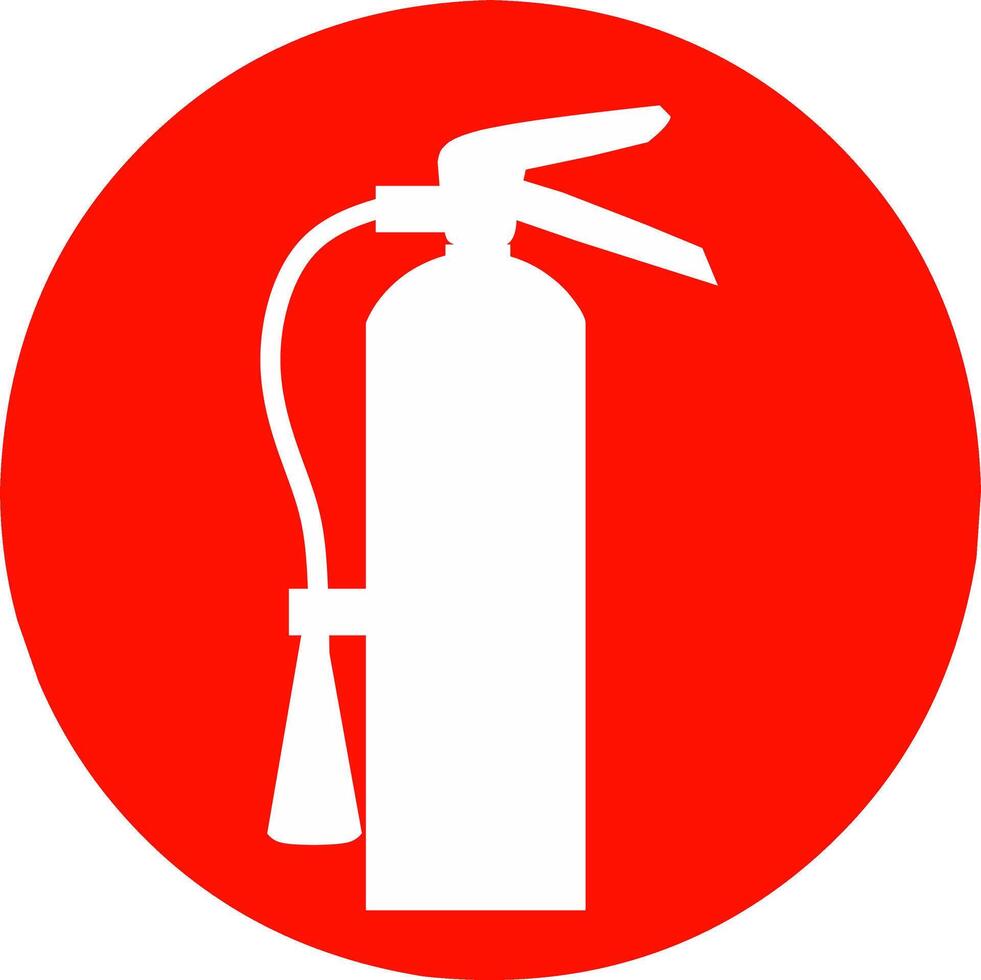 Fire extinguisher in red round icon silhouette illustration isolated vector