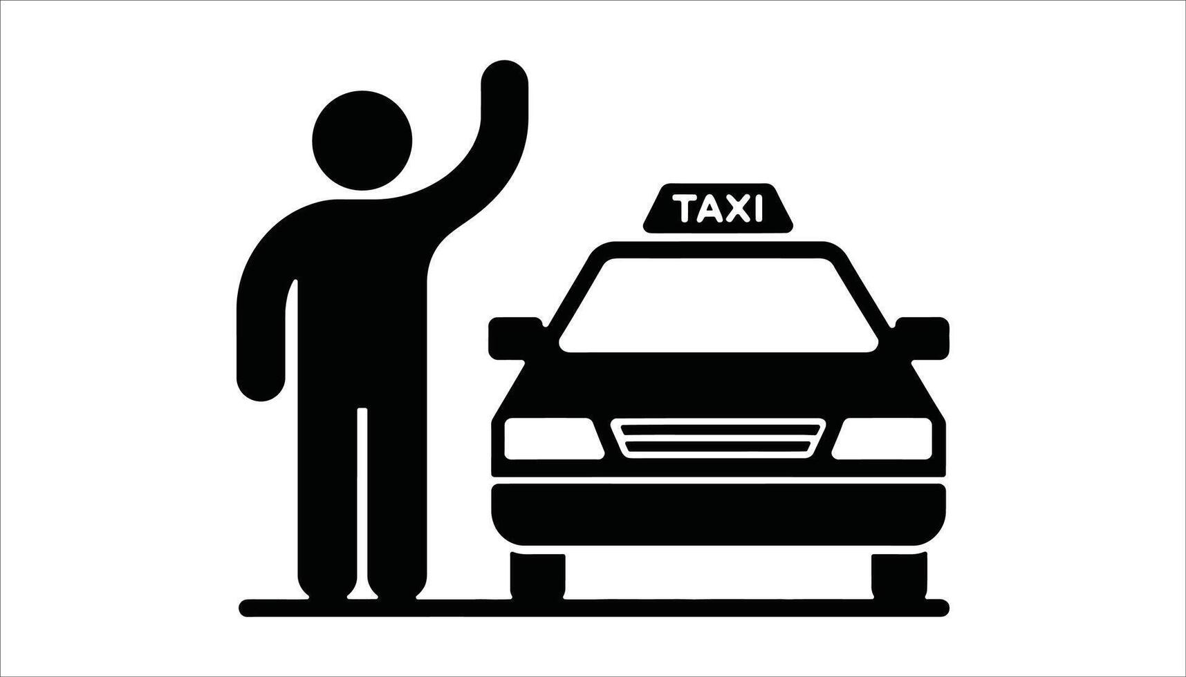 Taxi Pickup Symbol. Passenger with Luggage Calling Ride Silhouette vector