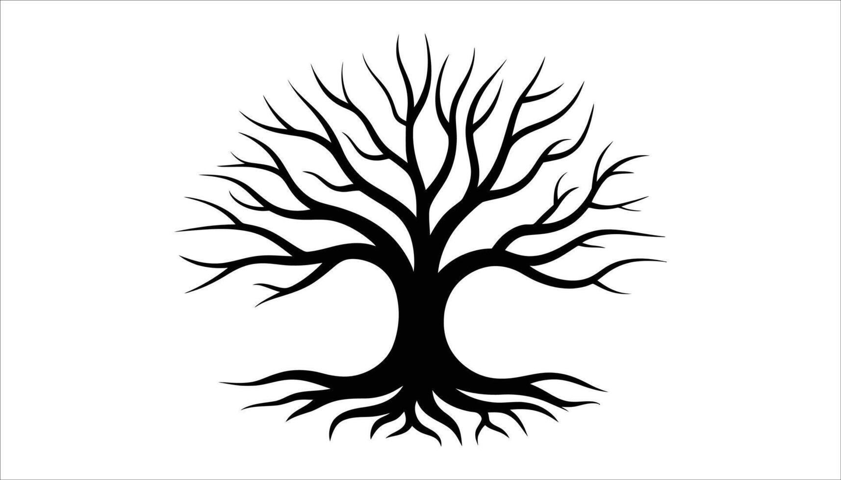 Spooky Tree Silhouette, Black Leafless Tree Branches Graphic vector