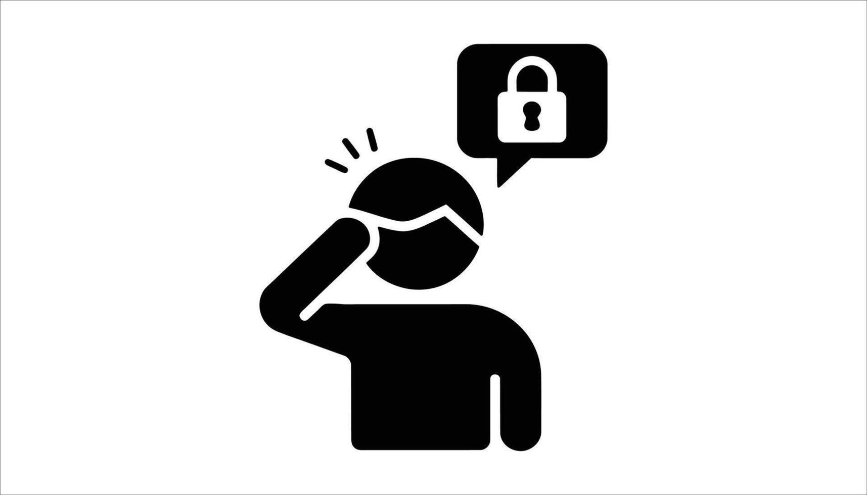 Confused Person with Lock Icon Security Problem Illustration vector