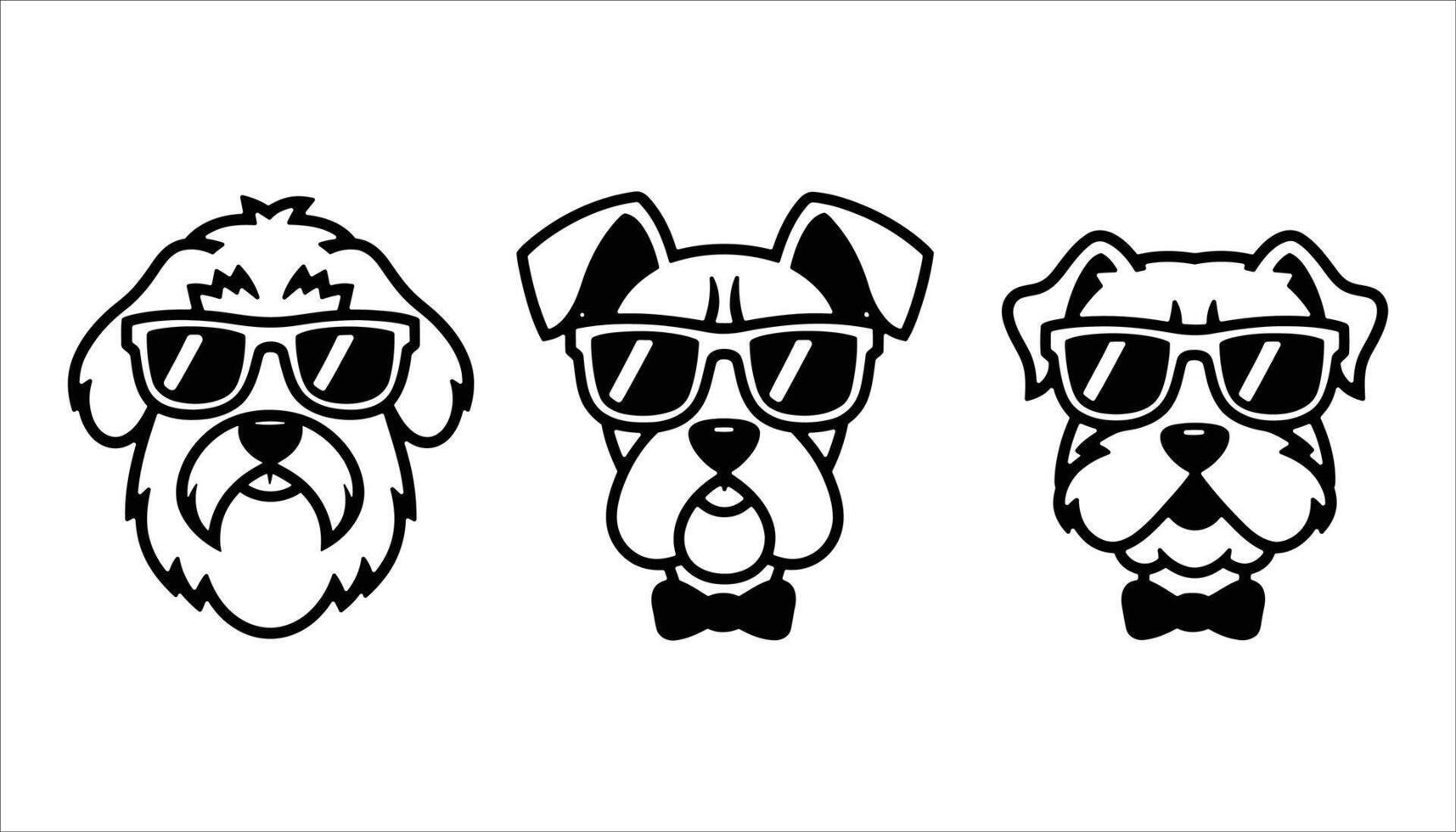 Stylish Dogs with Sunglasses and Bow Ties Illustration vector