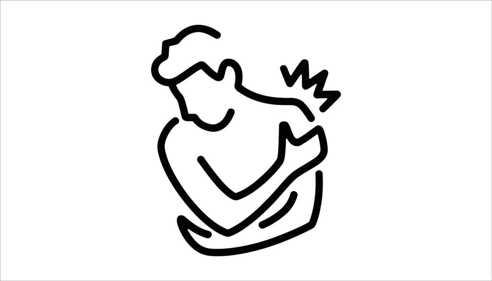 Body Pain Outline of Man Holding Shoulder for Health, Injury, and Physiotherapy Concepts vector