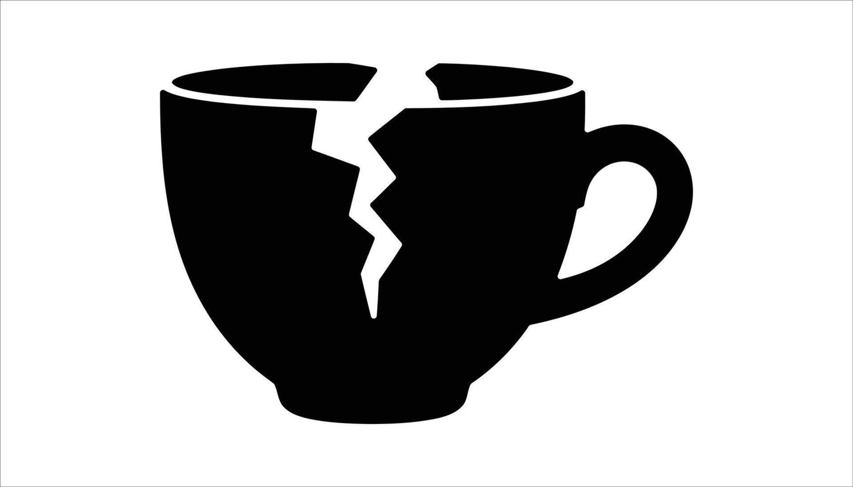 Broken Cup Illustration - Black and White Broken Ceramic Mug Desig vector