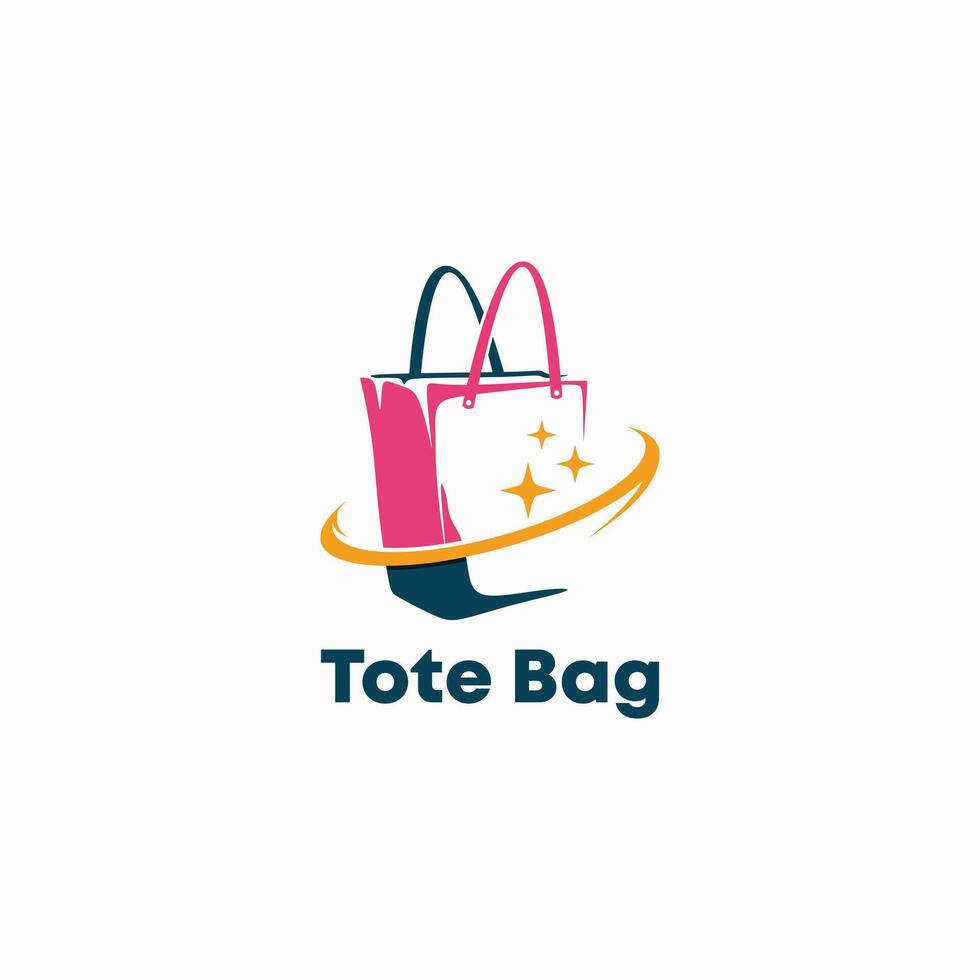 illustration of colorful tote bag logo design, shopping bag, online store vector