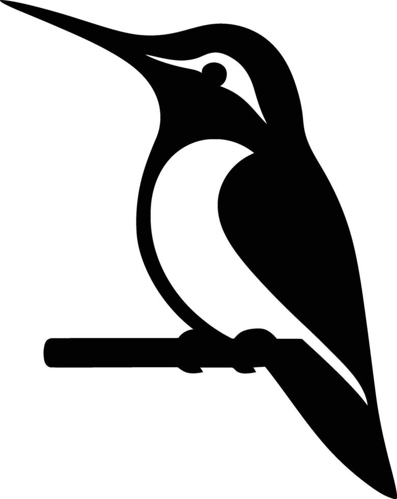 Hummingbird perched on branch silhouette, Minimalist hummingbird art vector