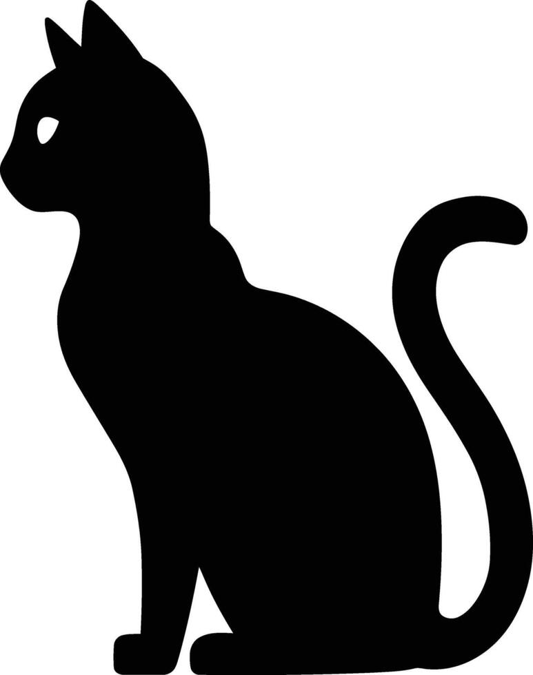 Sitting Cat Silhouette Black, Minimal Cat Silhouette vector
