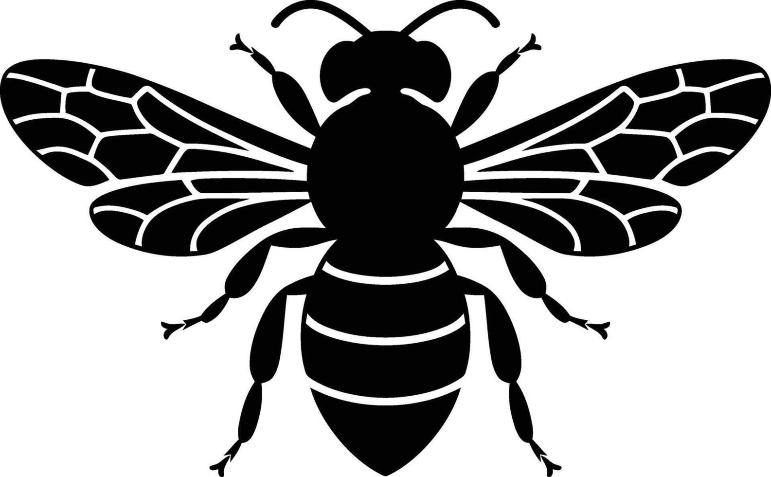 Stylized Black Silhouette of a Honeybee, Artistic Bee Silhouette in Black vector