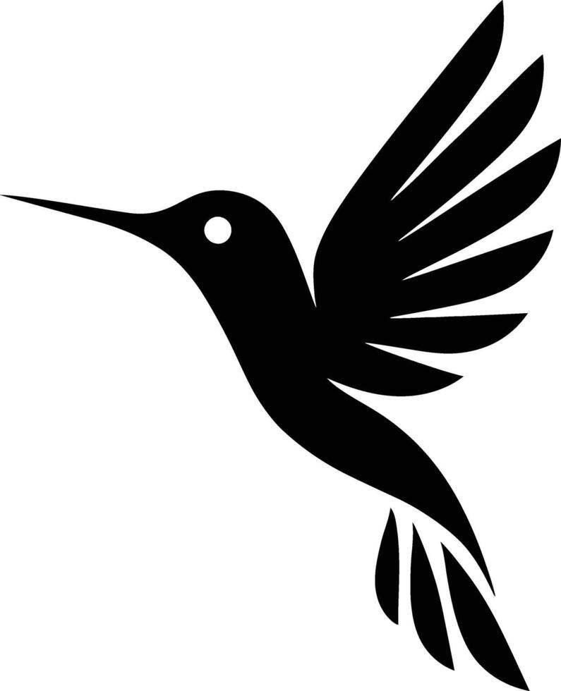 elegant bird in flight silhouette, flying hummingbird drawing vector