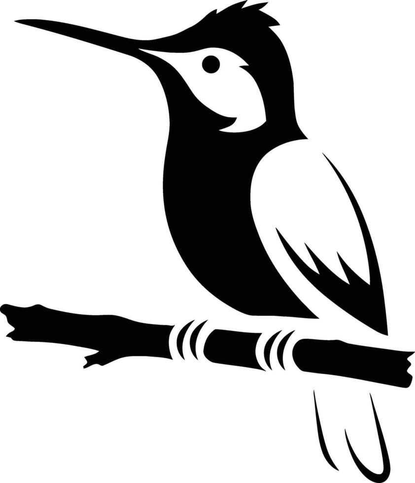 black and white hummingbird outline, minimalist bird shape design vector