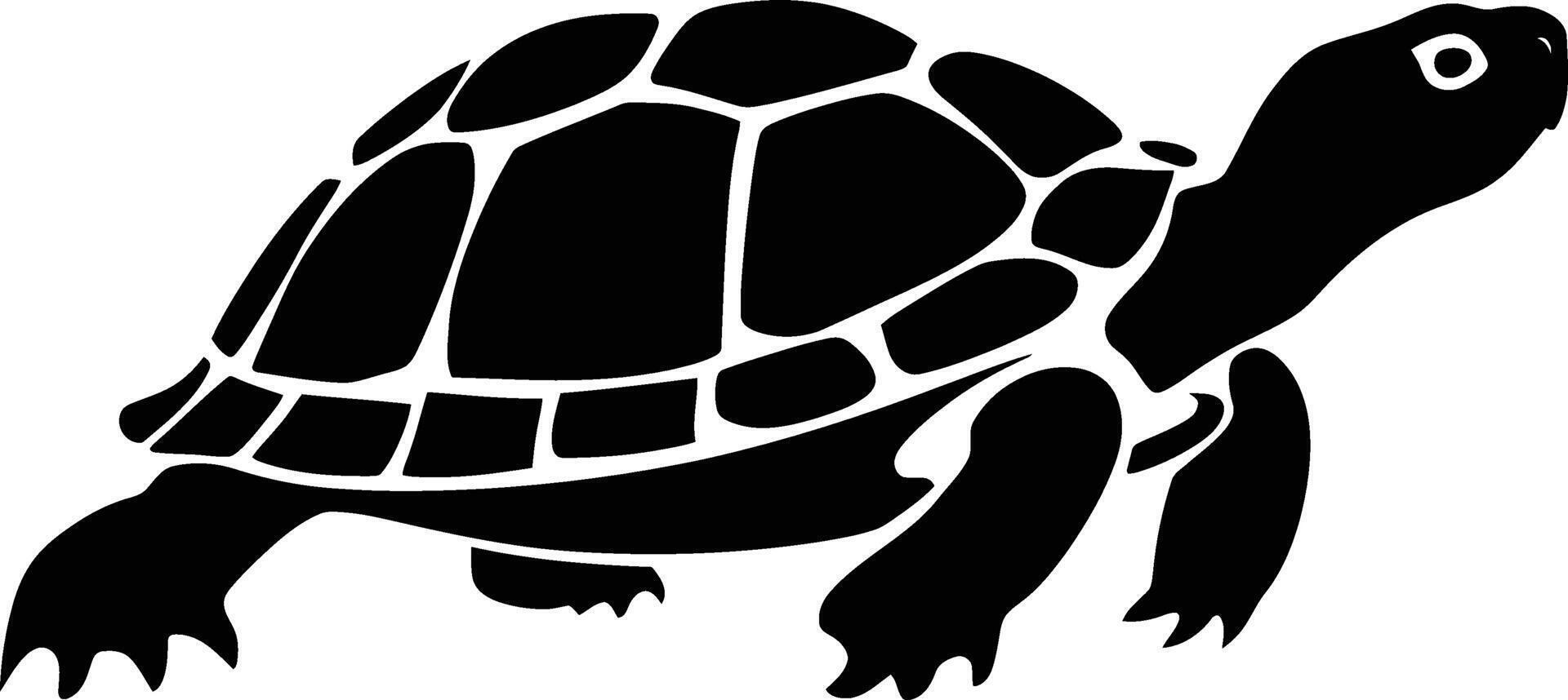 Simple Silhouette of a Turtle, Simple Turtle Icon in Flat Black vector