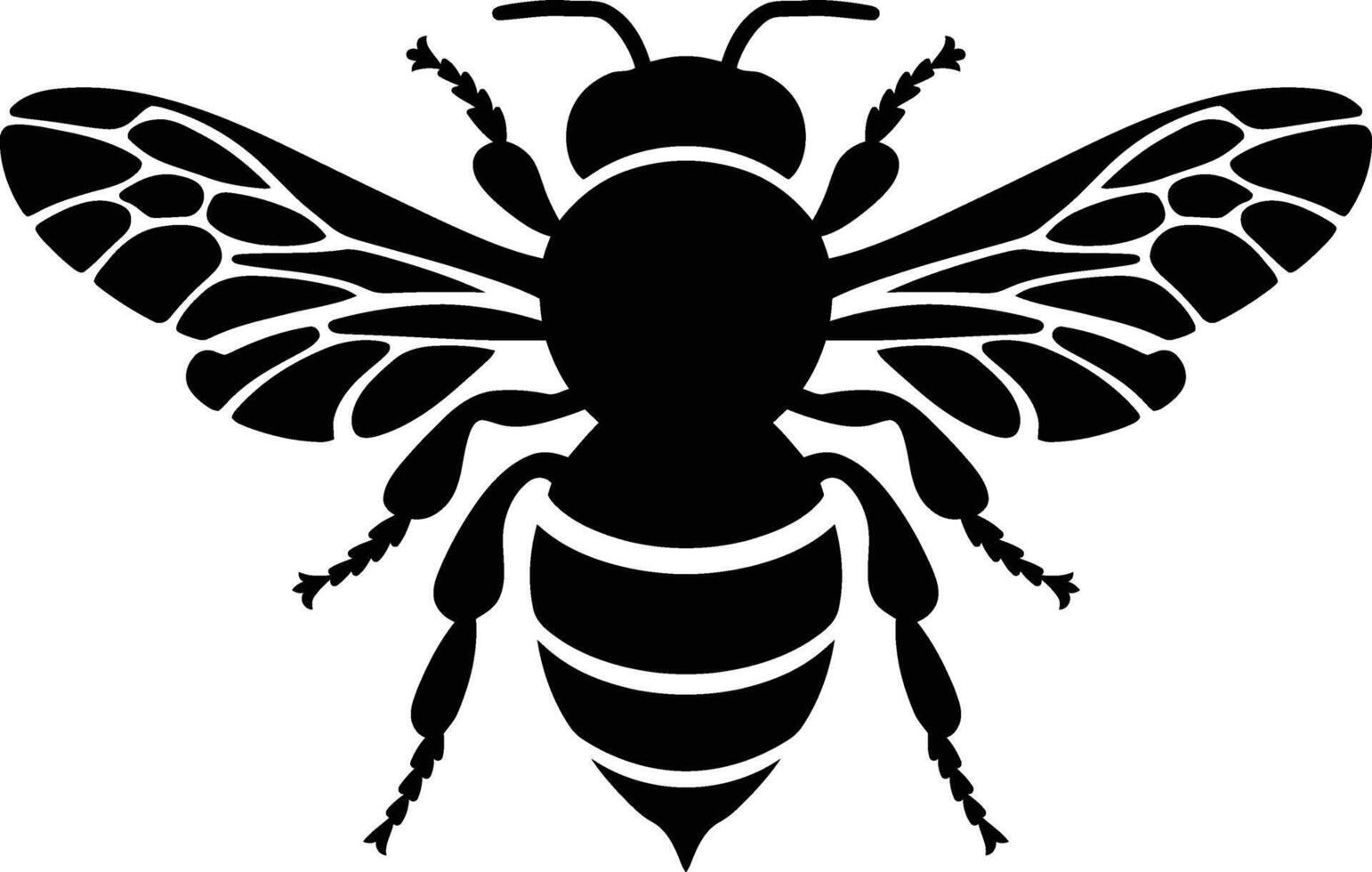 Simple Black Silhouette of a Honeybee, Classic Black Bee Design for Branding vector