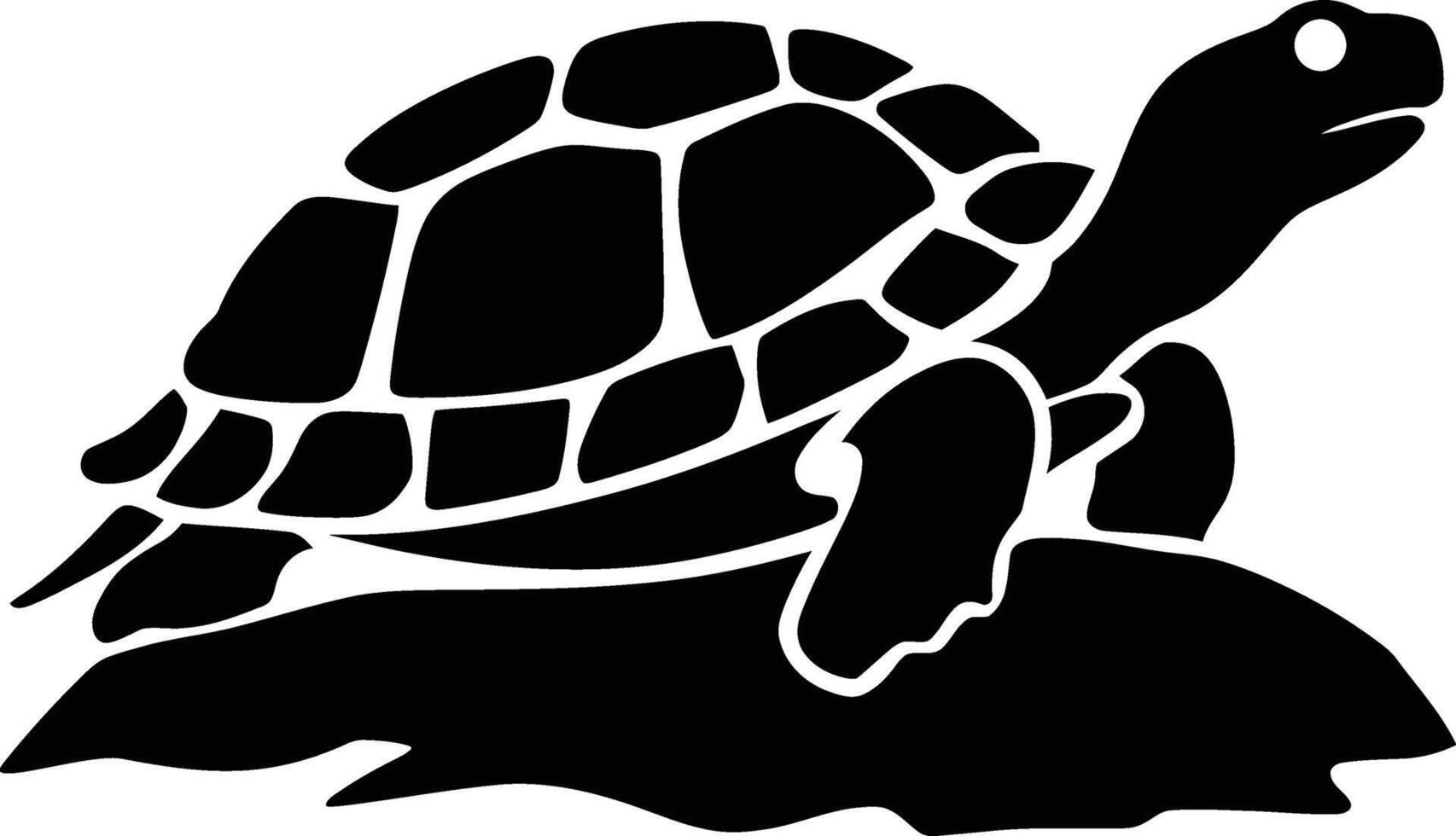 Simple Silhouette of a Turtle on a Base, Turtle Icon with Stand in Silhouette vector