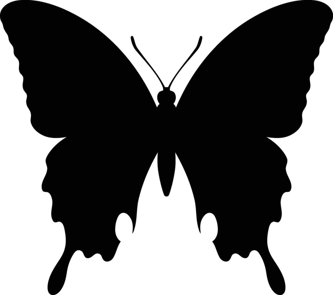 Elegant Black Butterfly Silhouette, Graceful Black Butterfly Icon vector