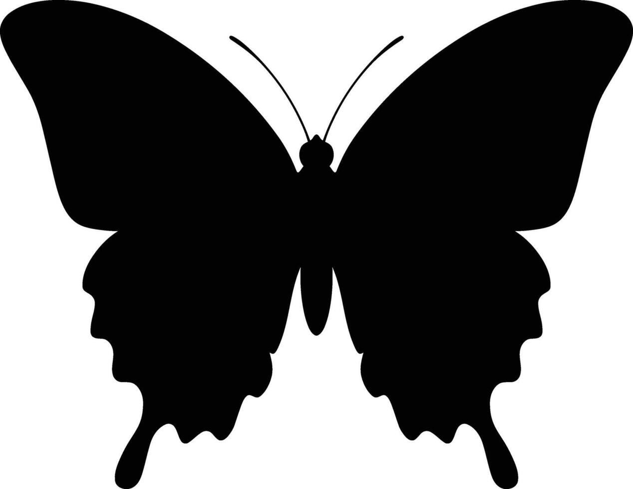 Elegant Black Silhouette of a Butterfly, Sophisticated Butterfly Silhouette in Black vector