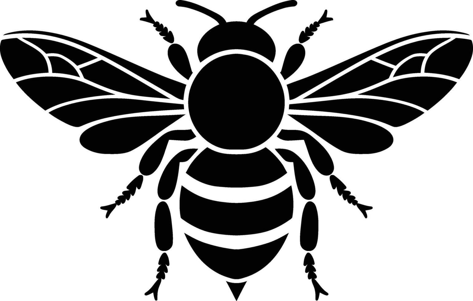 Stylish Black and White Silhouette of a Bee, Modern Bee Silhouette in Black and White vector