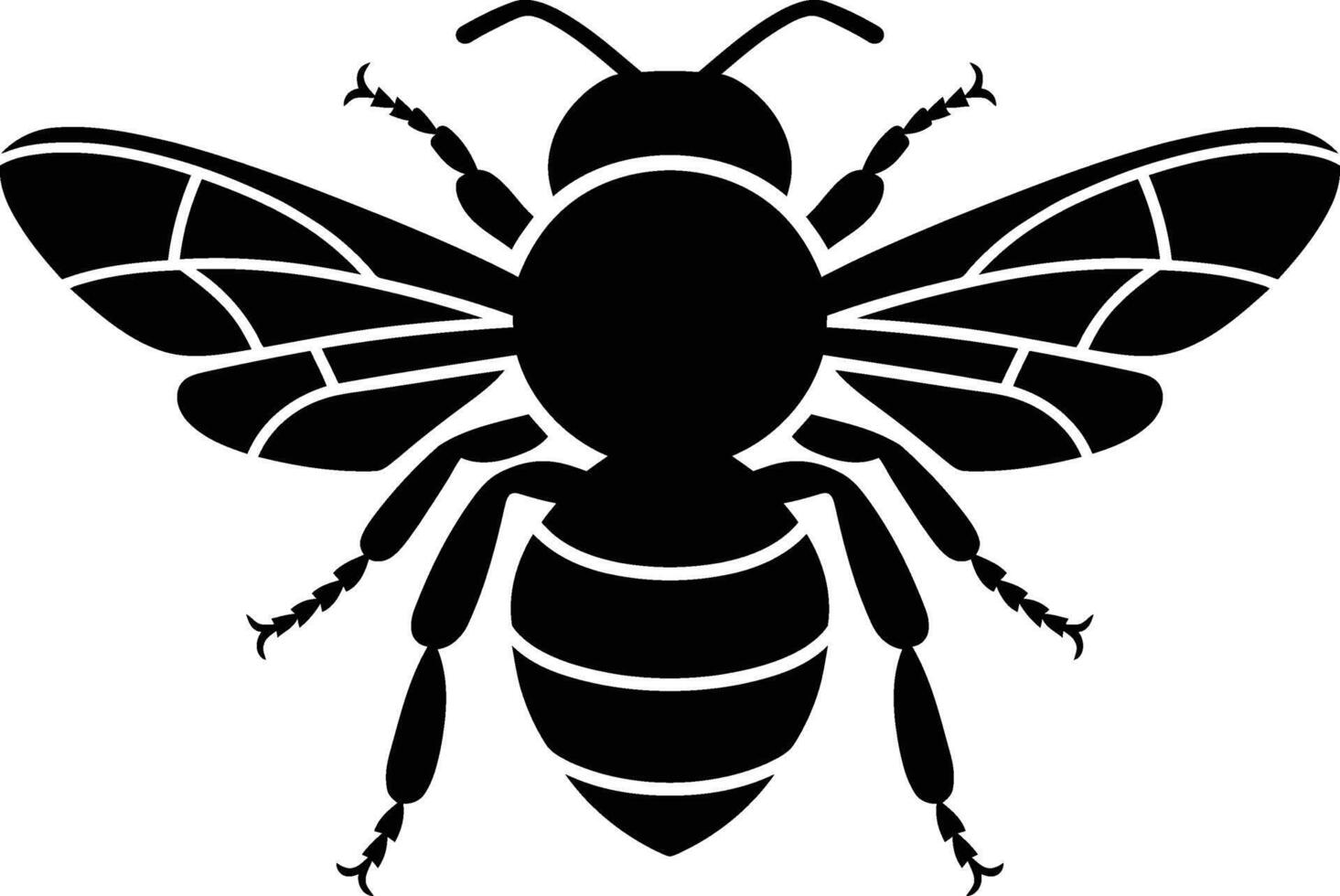Illustration of a Black Silhouette Bee, Black Bee Graphic in Silhouette Style vector