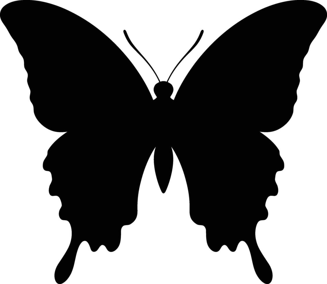 Simple Black Butterfly Silhouette Against White Background, Basic Black Butterfly Silhouette vector