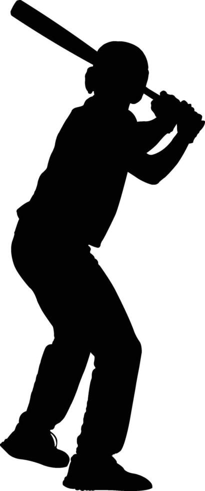 Baseball Player Swinging Bat Silhouette, Hitting Baseball Player Silhouette Action vector
