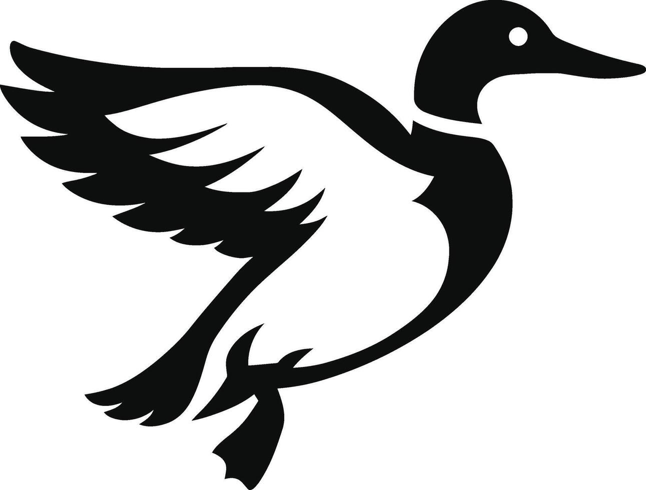 flying duck silhouette art, duck in flight illustration vector
