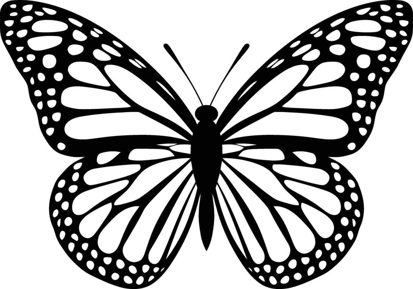 Elegant black and white monarch butterfly silhouette, Monarch Butterfly in Elegant Silhouette vector