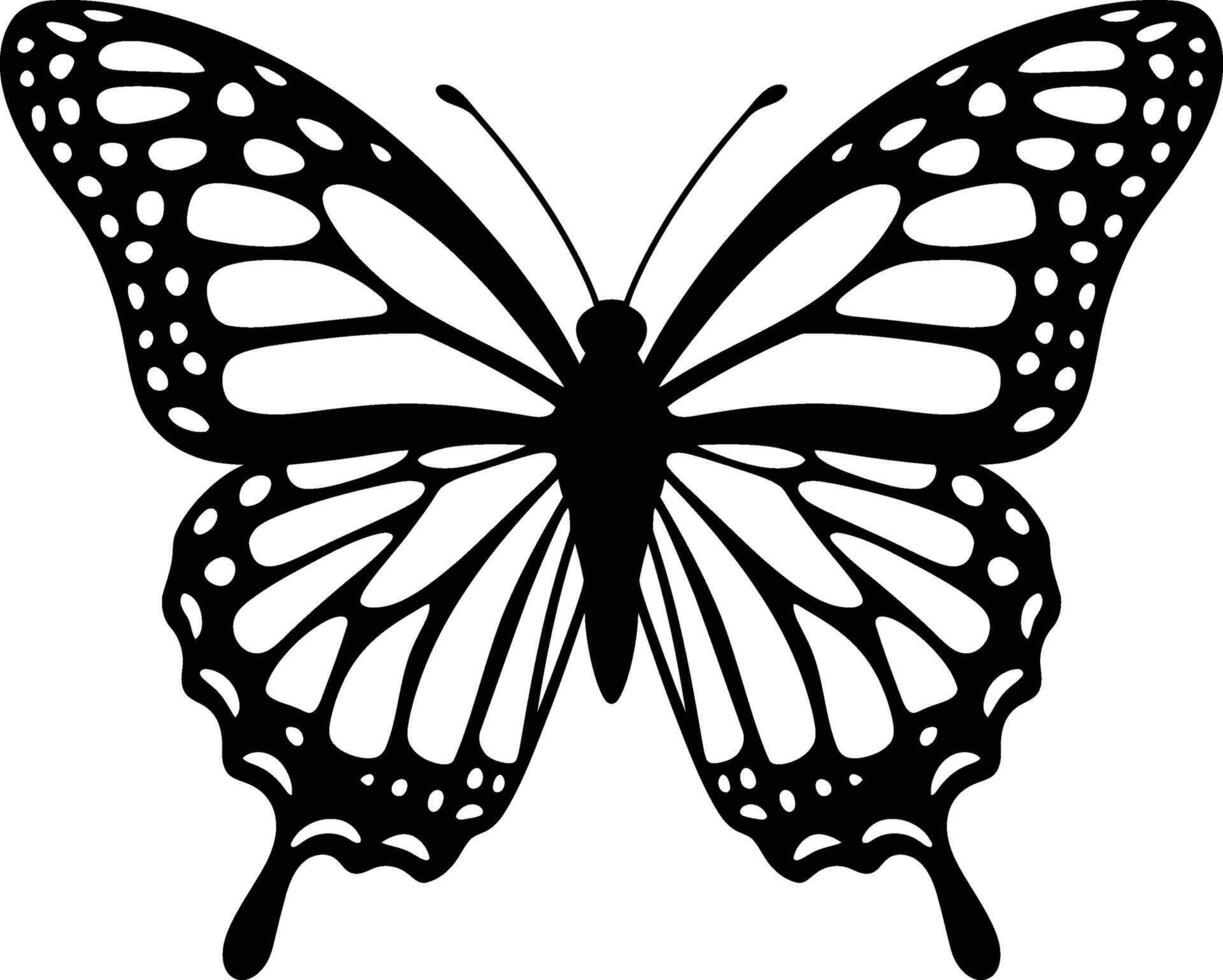 Elegant Black and White Monarch Butterfly Silhouette, Stylish Black Monarch Butterfly Graphic vector