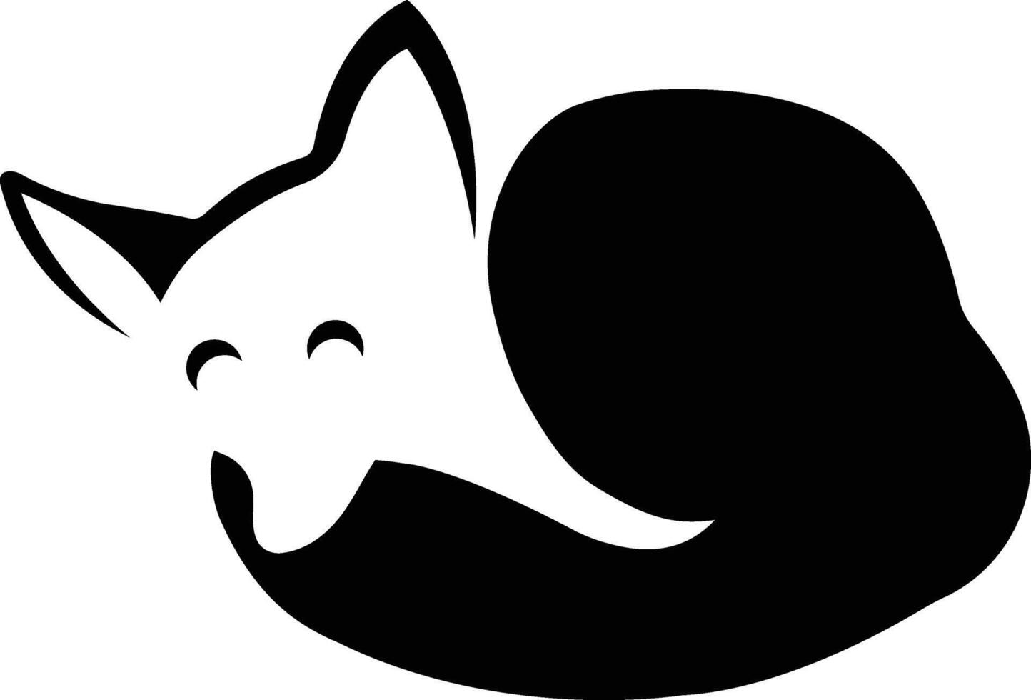 Cute Sleeping Fox Silhouette Graphic, Adorable Sleeping Fox Design vector