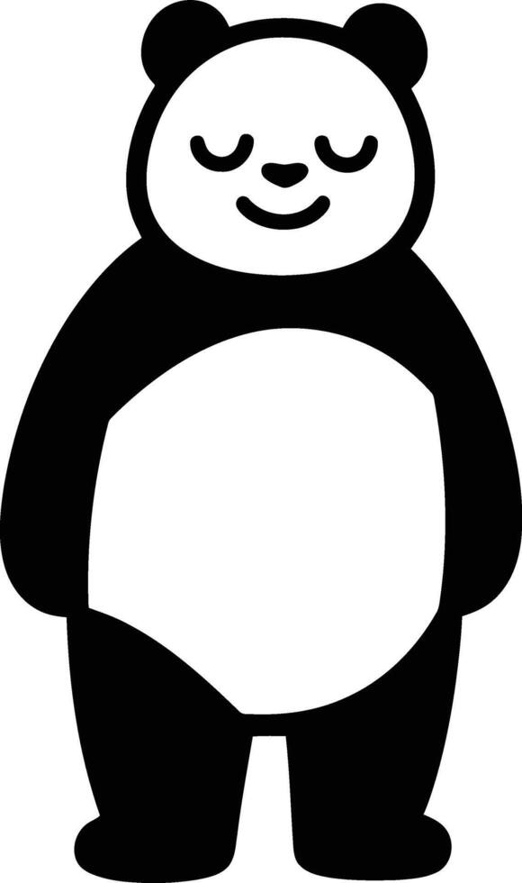 Simple Black and White Panda Drawing, Minimal Cartoon Panda Illustration vector