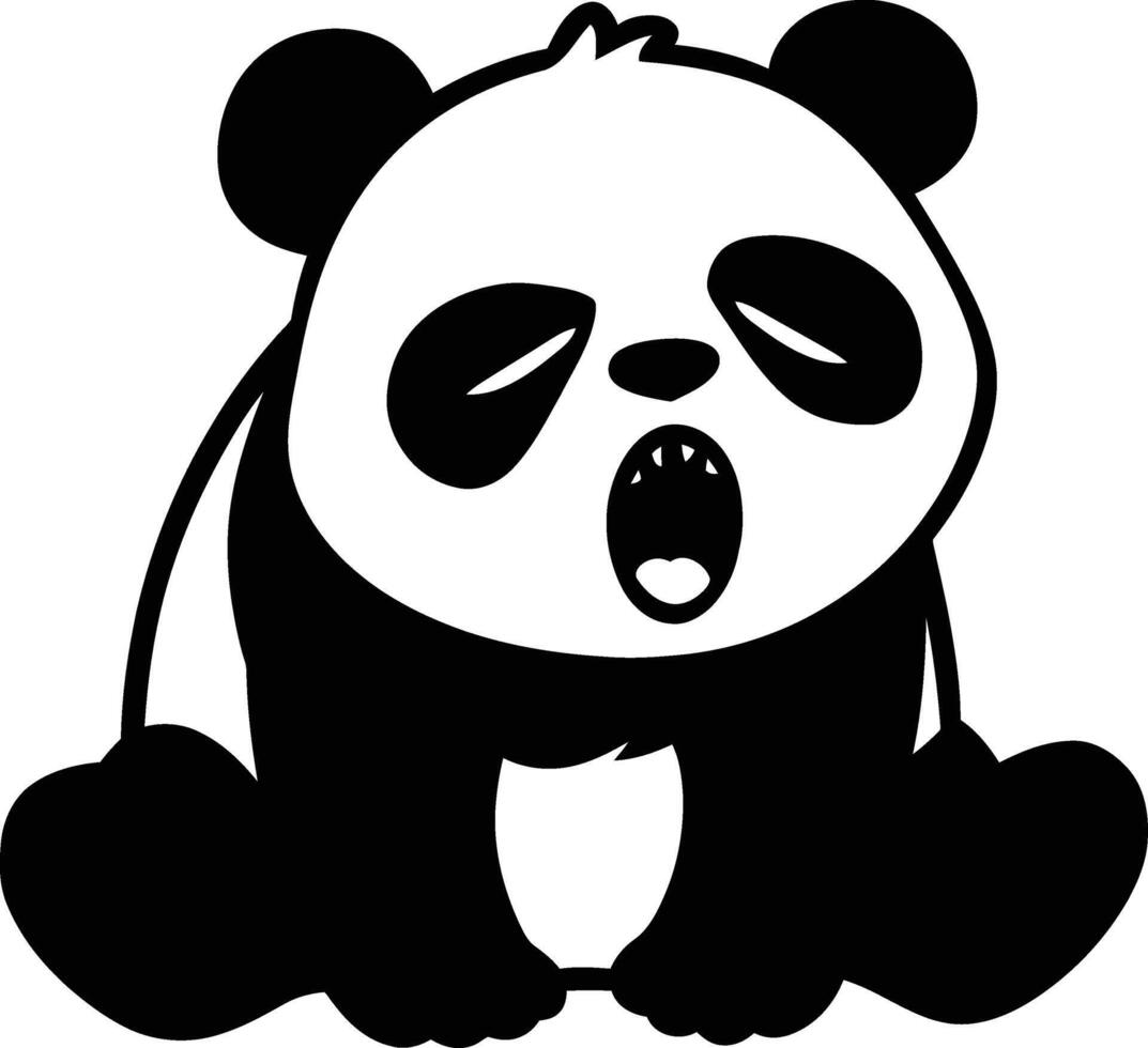 Yawning Panda Drawing in Cartoon Style, Sleepy Panda Cartoon Illustration vector
