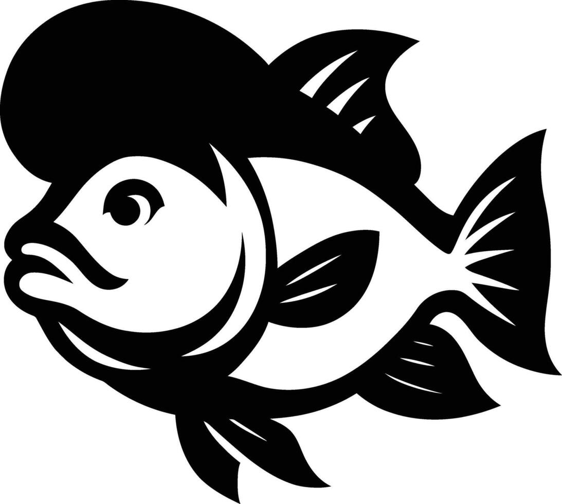 Bold Black and White Fish Silhouette Design, Strong Fish Shape vector