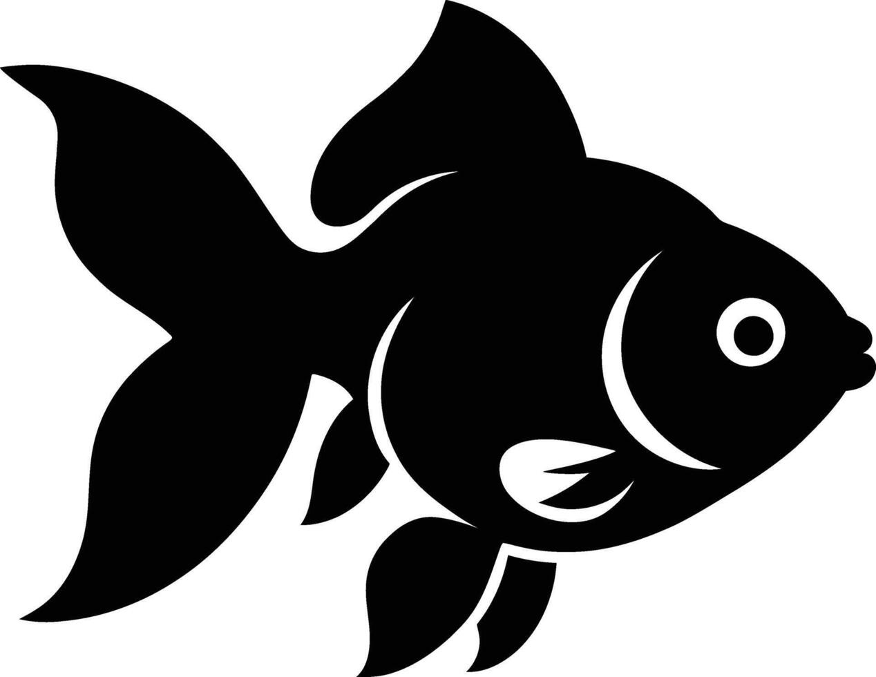 Simple Black Silhouette of a Goldfish, Minimal Goldfish Design vector